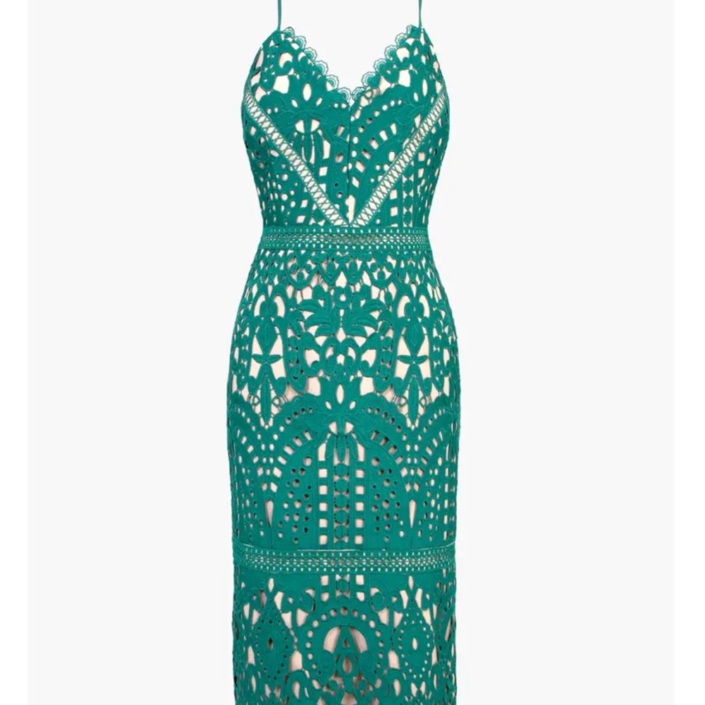 Adelyn Rae Green Sheath Midi Dress V-Neck